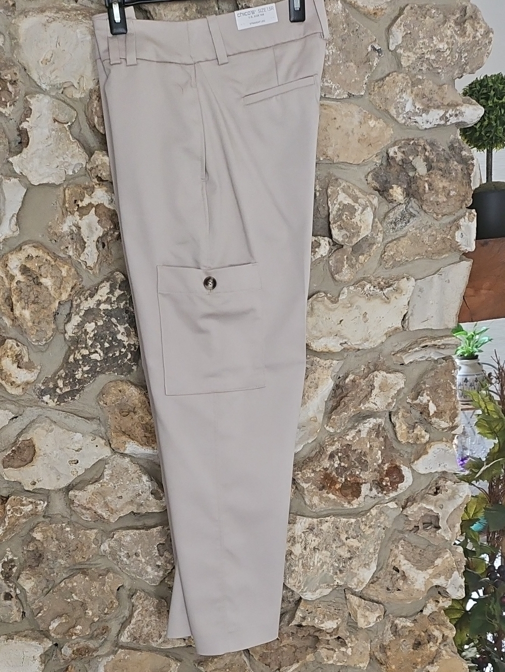 Chico's Light Beige Cargo Pants with Button Patch Pocket